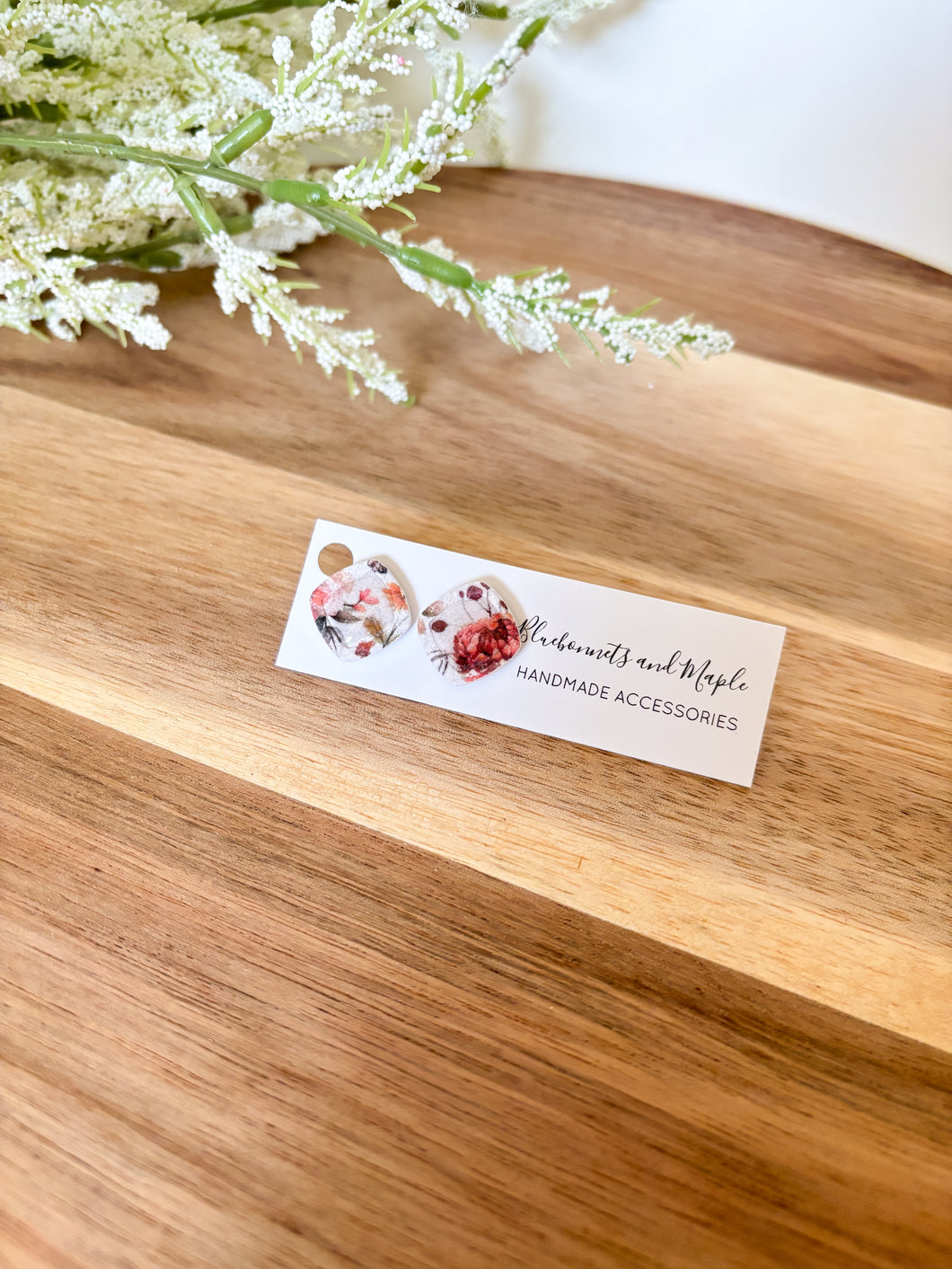 Square Studs-Moody Floral