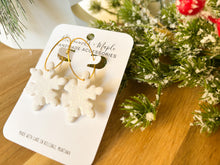 Load image into Gallery viewer, Sparkle Snowflake Hoops

